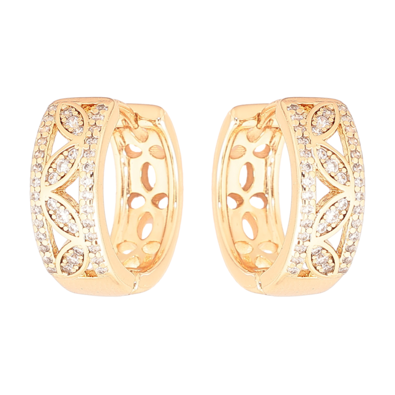 Серьги Xuping Позолота 18K колечки Узор с кристаллами фото №1 Серьги Xuping Позолота 18K колечки Узор с кристаллами фото №1