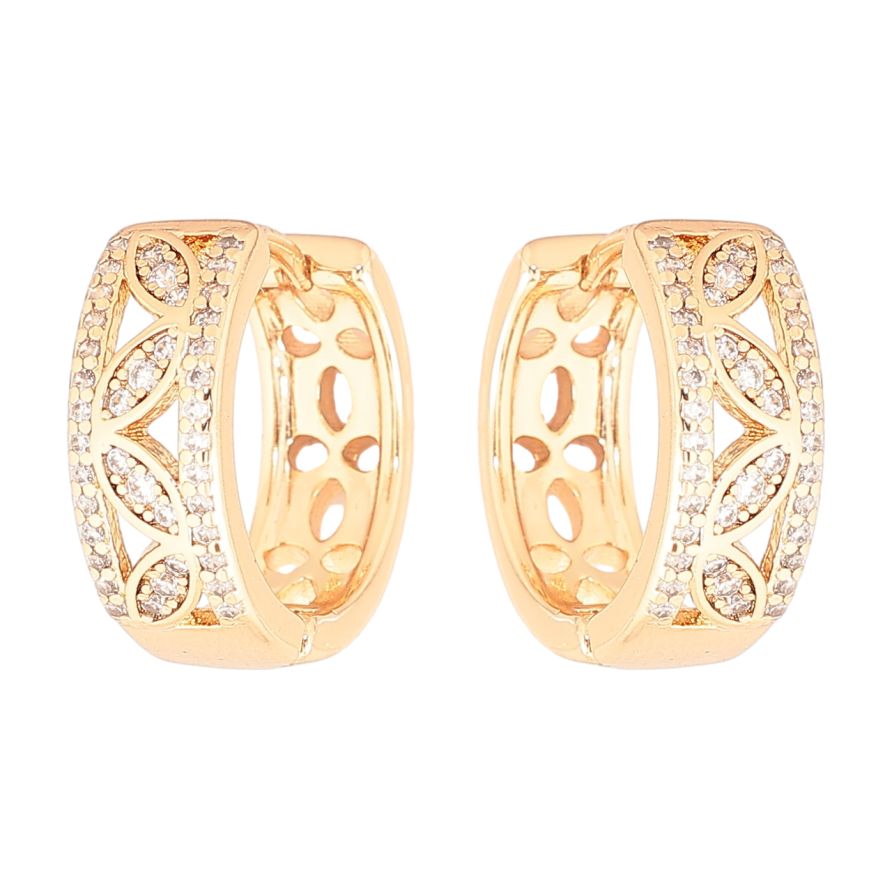 Серьги Xuping Позолота 18K колечки Узор с кристаллами фото №1 Серьги Xuping Позолота 18K колечки Узор с кристаллами фото №1