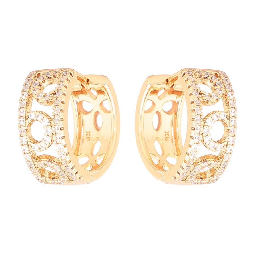 Серьги Xuping Позолота 18K колечки Узор с кристаллами фото №1