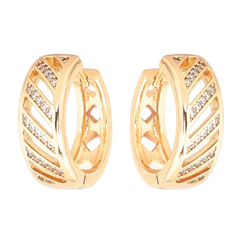 Сережки Xuping Позолота 18K колечка «Візерунок з кристалами» фото №1 Сережки Xuping Позолота 18K колечка «Візерунок з кристалами» фото №1