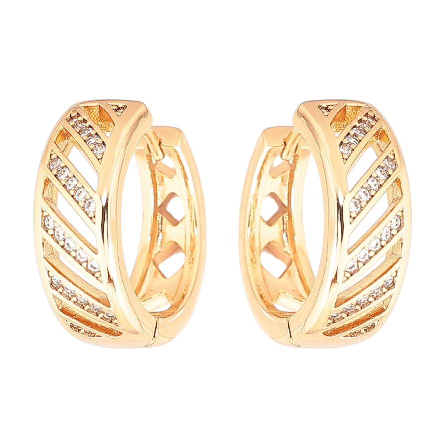 Серьги Xuping Позолота 18K колечки Узор с кристаллами фото №1
