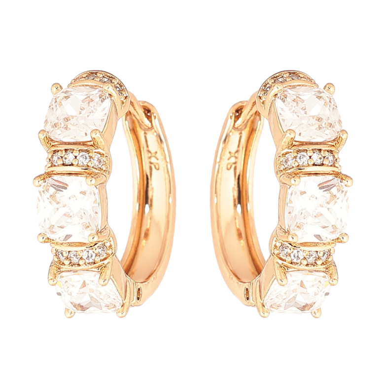 Сережки Xuping Позолота 18K колечка «Візерунок з кристалами» фото №1