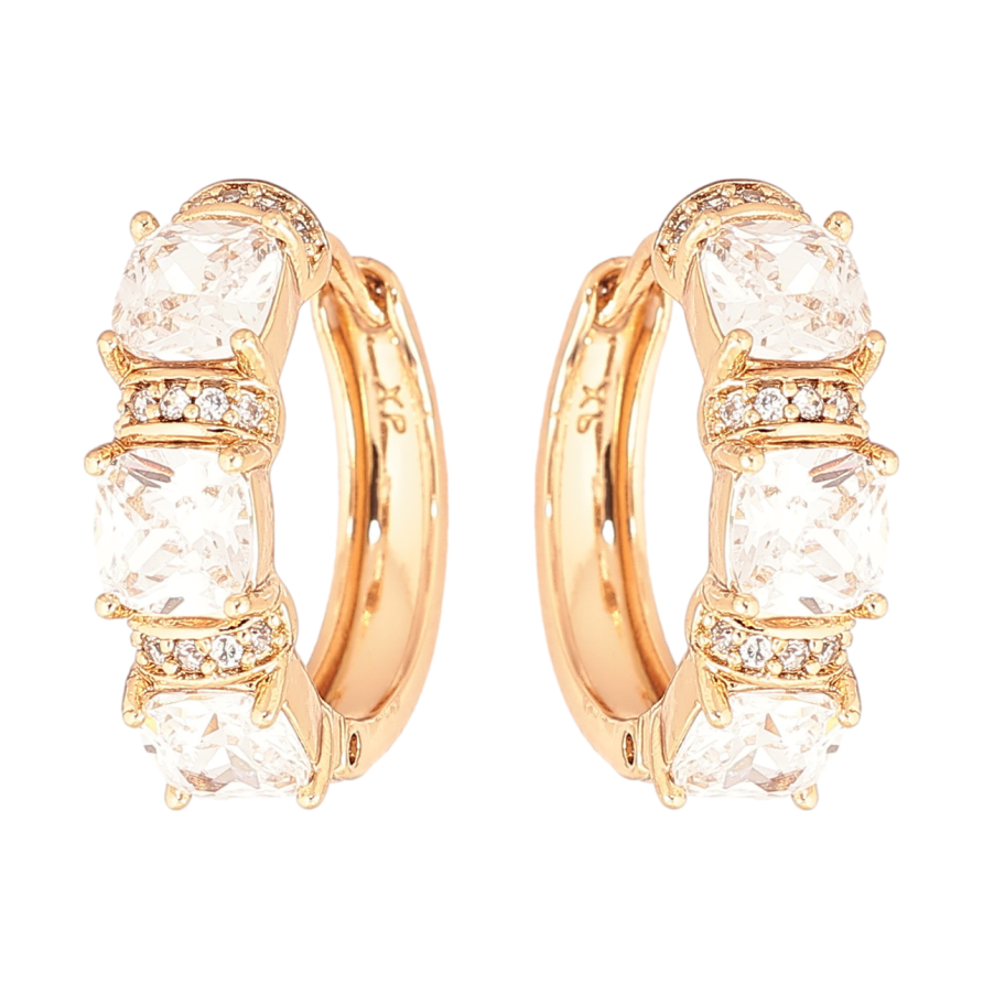 Сережки Xuping Позолота 18K колечка «Візерунок з кристалами» фото №1