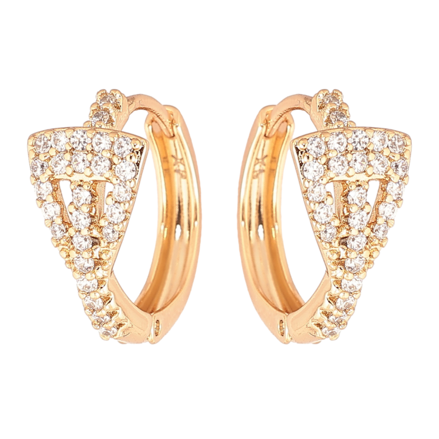 Сережки Xuping Позолота 18K колечка «Візерунок з кристалами» фото №1