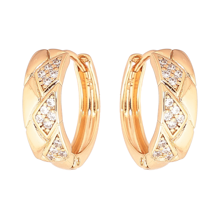 Серьги Xuping Позолота 18K колечки Узор с кристаллами фото №1 Серьги Xuping Позолота 18K колечки Узор с кристаллами фото №1