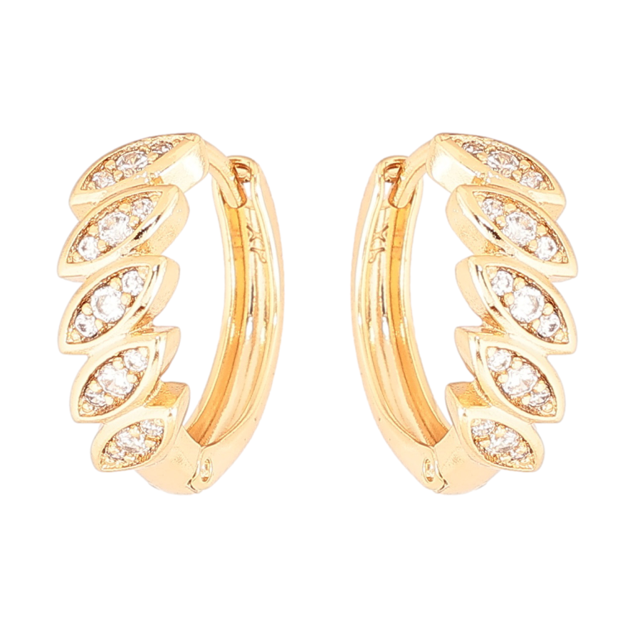 Серьги Xuping Позолота 18K колечки Узор с кристаллами фото №1