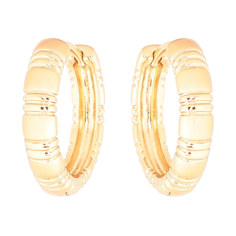 Сережки Xuping Позолота 18K колечка «Декоративний візерунок з напиленням» ø 20мм фото №1