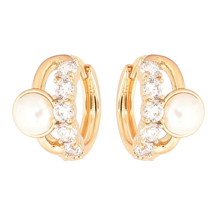 Серьги Xuping Позолота 18K колечки Узор с кристаллами и жемчужинами фото №10 Серьги Xuping Позолота 18K колечки Узор с кристаллами и жемчужинами фото №10