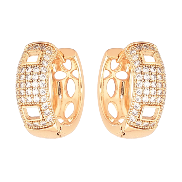 Серьги Xuping Позолота 18K колечки Узор с инкрустацией кристаллами фото №5