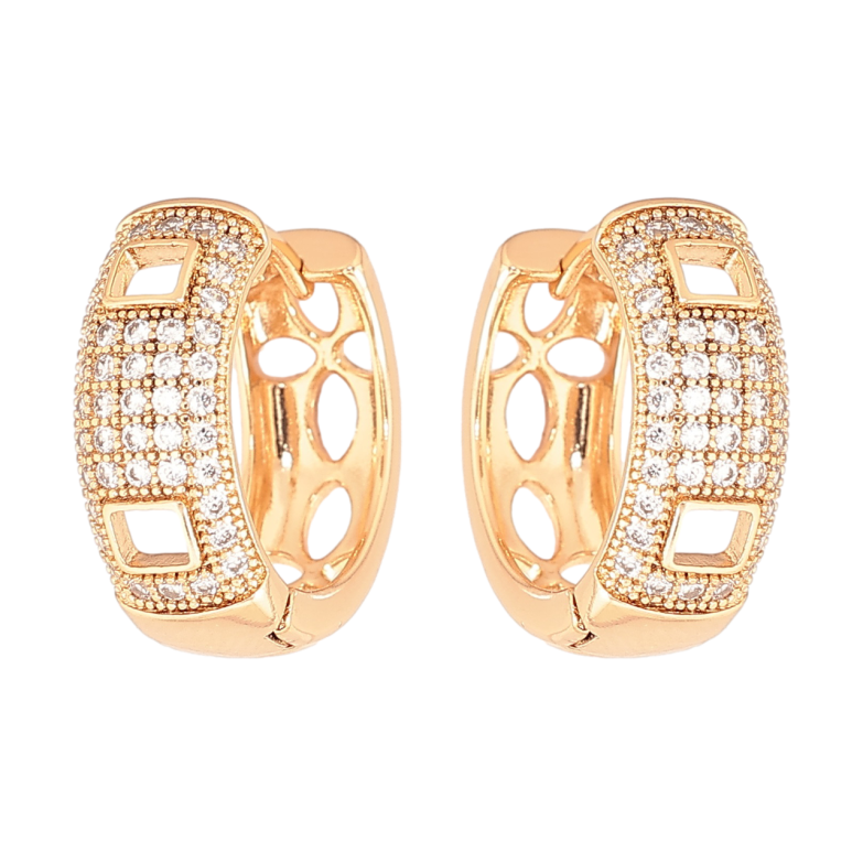 Сережки Xuping Позолота 18K колечка «Візерунок з інкрустацією кристалами» фото №4 Сережки Xuping Позолота 18K колечка «Візерунок з інкрустацією кристалами» фото №4