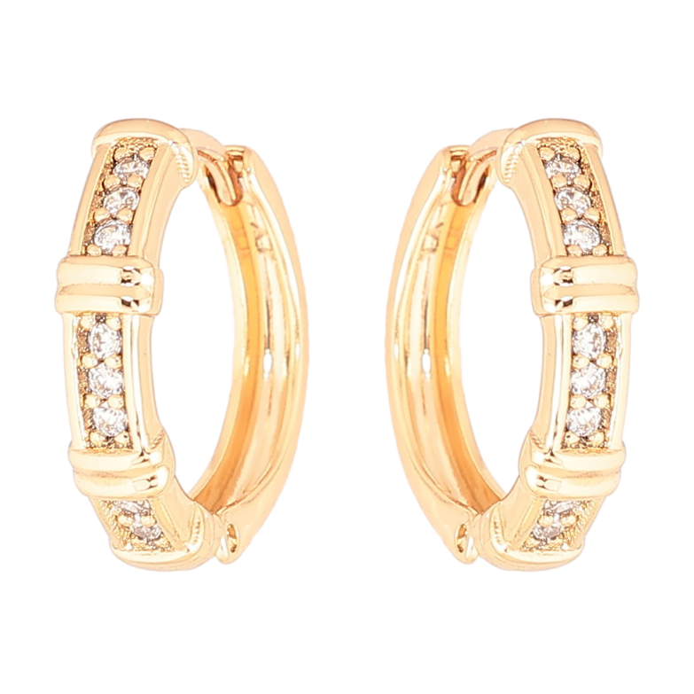 Сережки Xuping Позолота 18K колечка «Візерунок з доріжками кристалів» фото №1