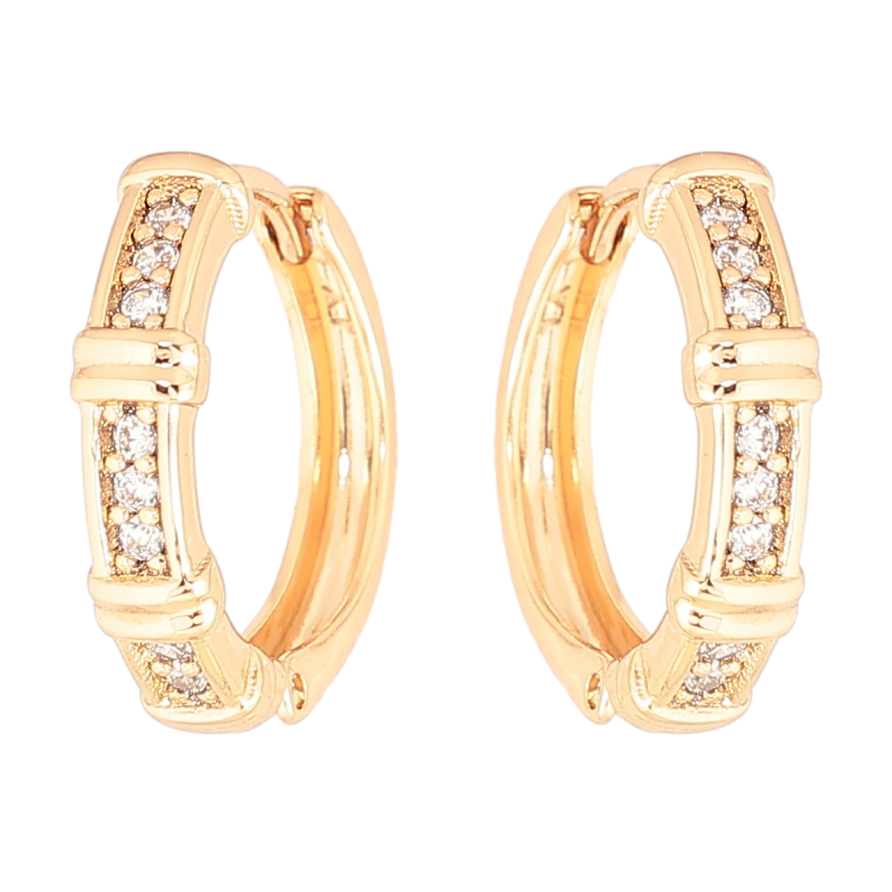 Сережки Xuping Позолота 18K колечка «Візерунок з доріжками кристалів» фото №1