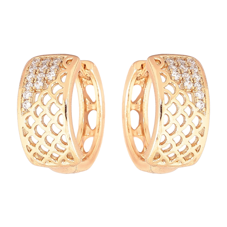 Серьги Xuping Позолота 18K колечки Резной узор с кристаллами фото №8