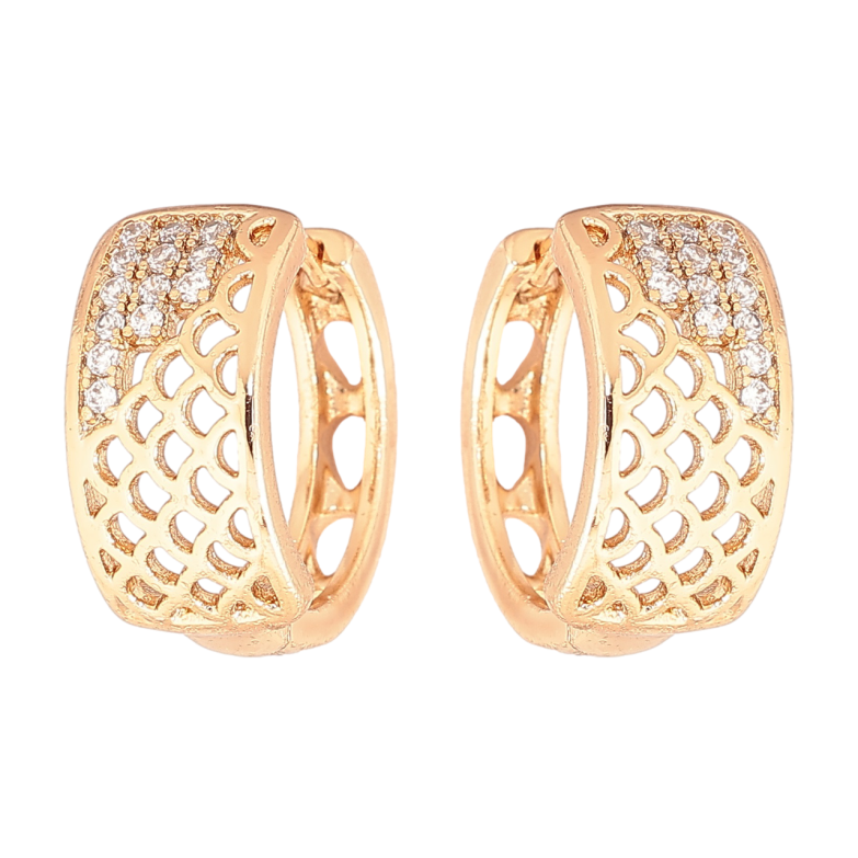 Серьги Xuping Позолота 18K колечки Резной узор с кристаллами фото №1 Серьги Xuping Позолота 18K колечки Резной узор с кристаллами фото №1