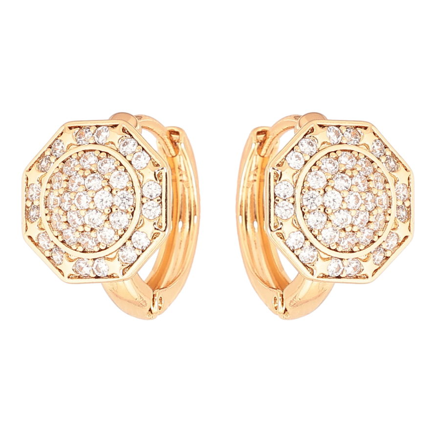 Серьги Xuping Позолота 18K колечки Восьмиугольники с инкрустацией кристаллами фото №1 Серьги Xuping Позолота 18K колечки Восьмиугольники с инкрустацией кристаллами фото №1