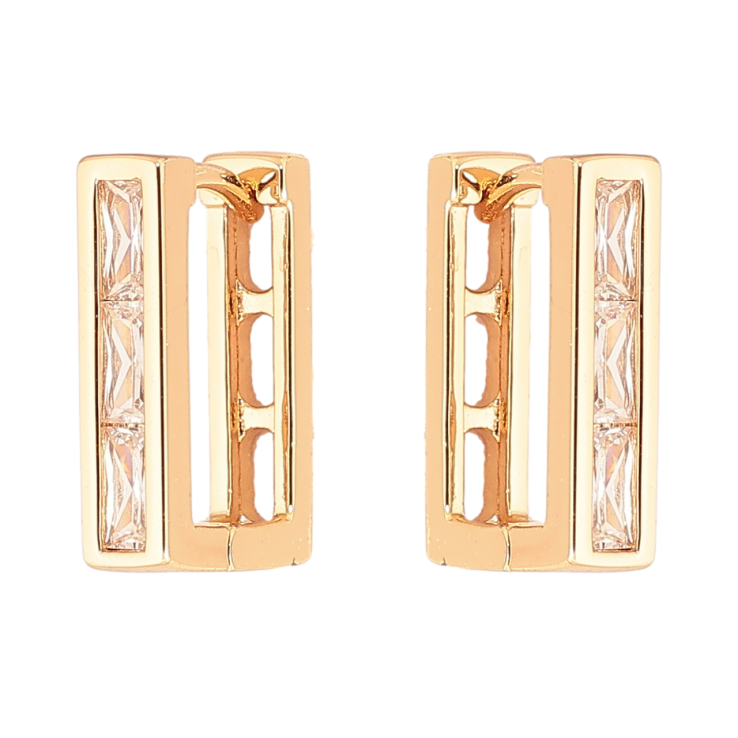 Сережки Xuping Позолота 18K колечка «Прямокутні з кристалами» фото №17