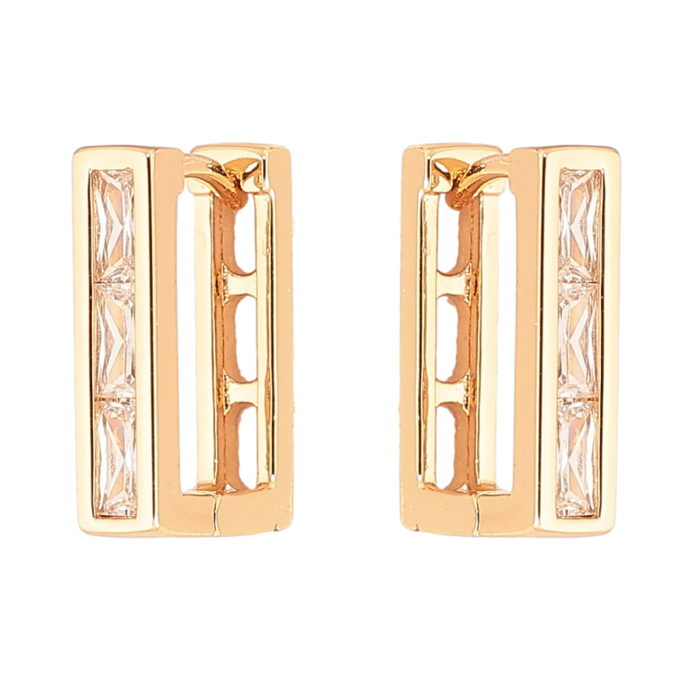 Сережки Xuping Позолота 18K колечка «Прямокутні з кристалами» фото №1