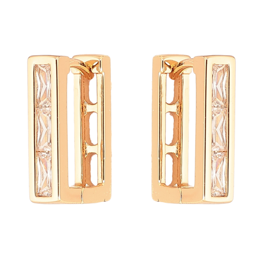 Сережки Xuping Позолота 18K колечка «Прямокутні з кристалами» фото №1