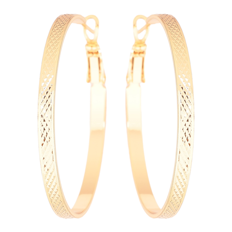 Сережки Xuping Позолота 18K кільця (конго) «Декоративний візерунок» ø 4см фото №1