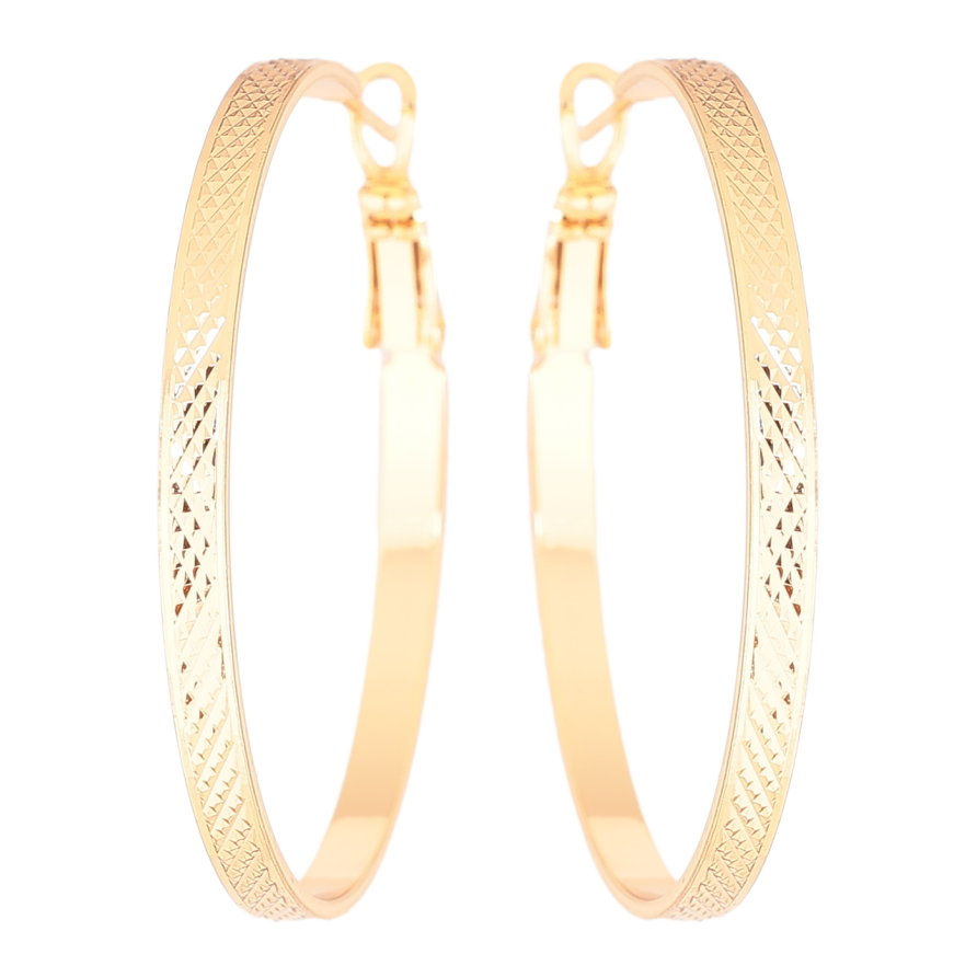 Сережки Xuping Позолота 18K кільця (конго) «Декоративний візерунок» ø 4см фото №1