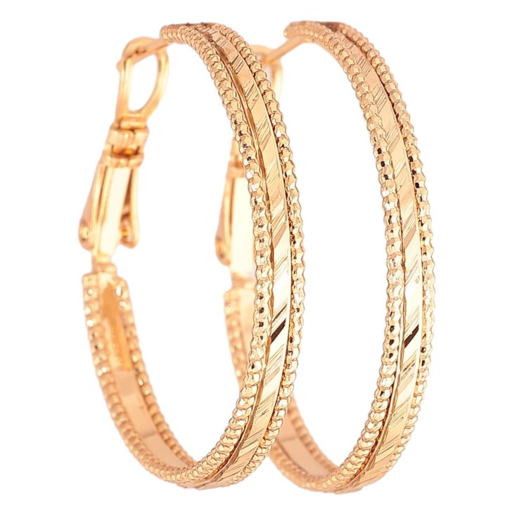 Серьги Xuping Позолота 18K кольца (конго) Декоративный узор ø 3см фото №19