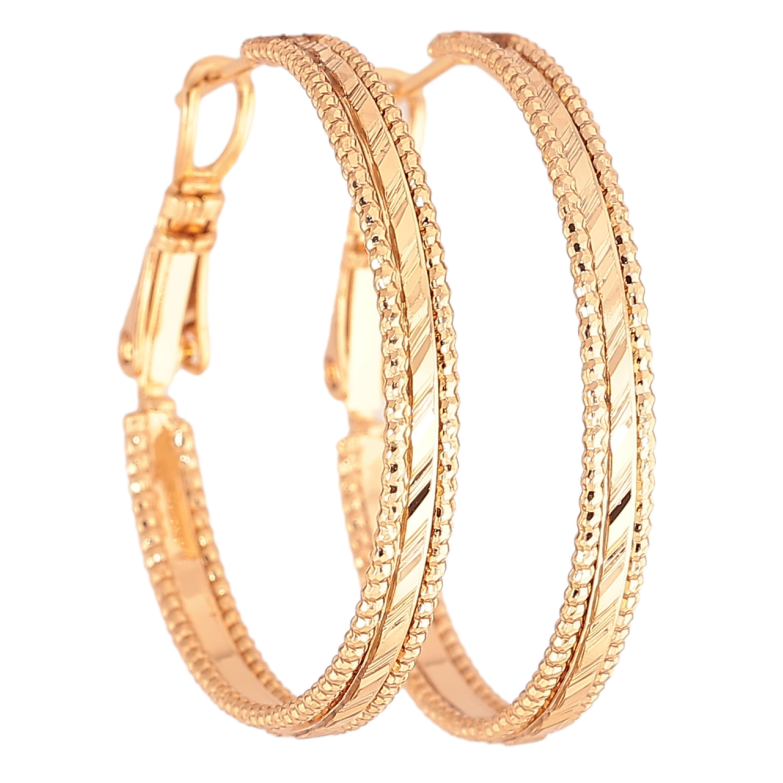 Серьги Xuping Позолота 18K кольца (конго) Декоративный узор ø 3см фото №2