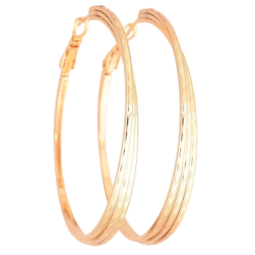 Серьги Xuping Позолота 18K кольца (конго) Декоративный узор ø 5.2см фото №1