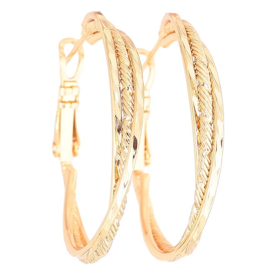 Серьги Xuping Позолота 18K кольца (конго) Декоративный узор ø 3см фото №1