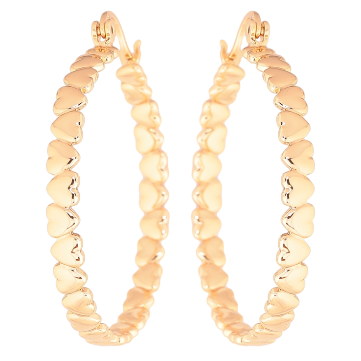 Серьги Xuping Позолота 18K кольца (конго) Узор сердечки ø 3.5см фото №6