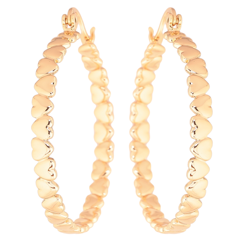 Серьги Xuping Позолота 18K кольца (конго) Узор сердечки ø 3.5см фото №1