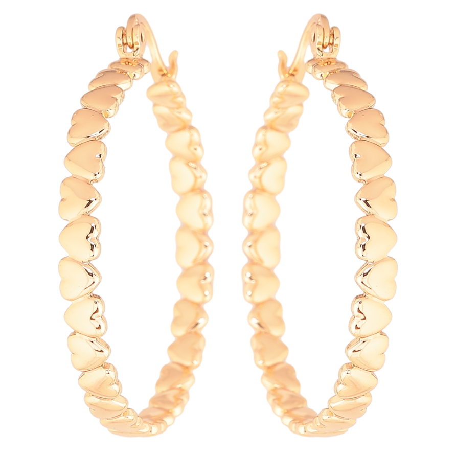 Серьги Xuping Позолота 18K кольца (конго) Узор сердечки ø 3.5см фото №1