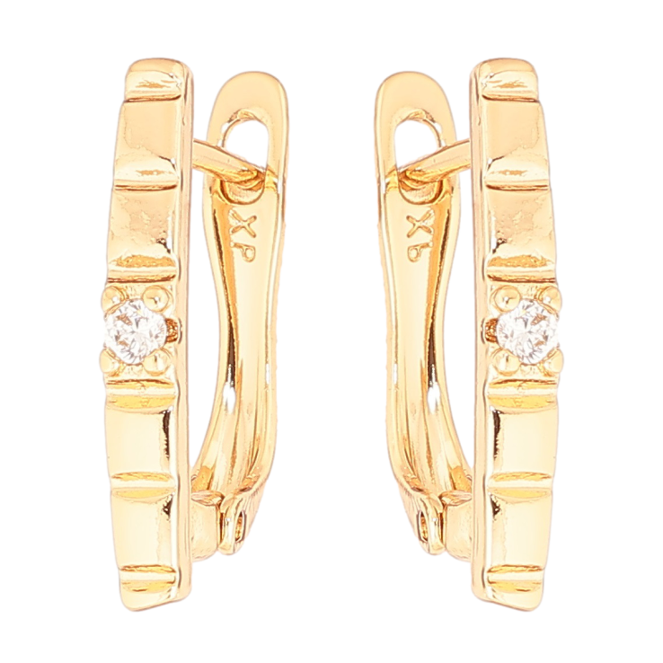 Сережки Xuping Позолота 18K англійський замок «Декоративний візерунок з кристалом» фото №4