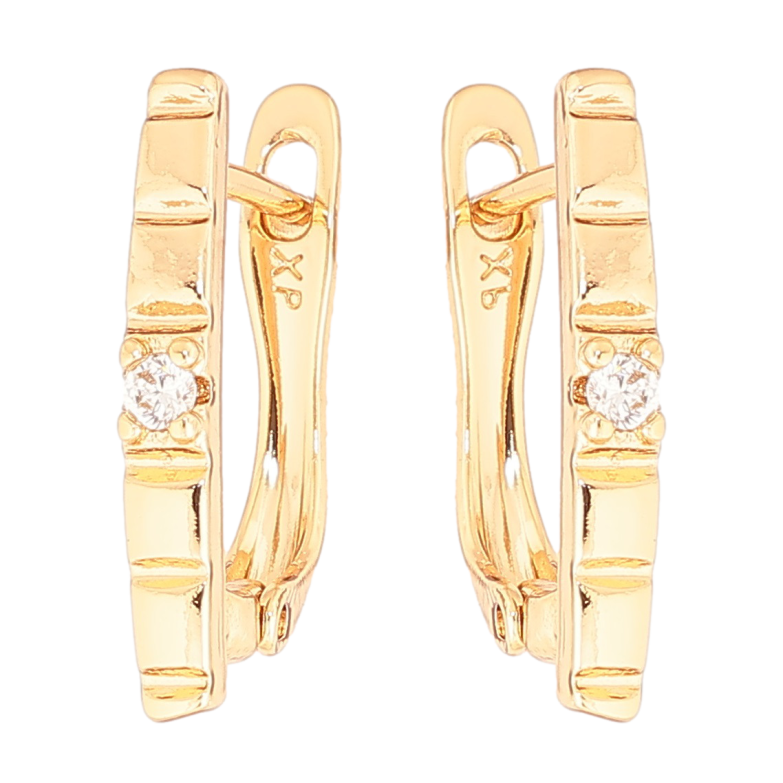 Сережки Xuping Позолота 18K англійський замок «Декоративний візерунок з кристалом» фото №1