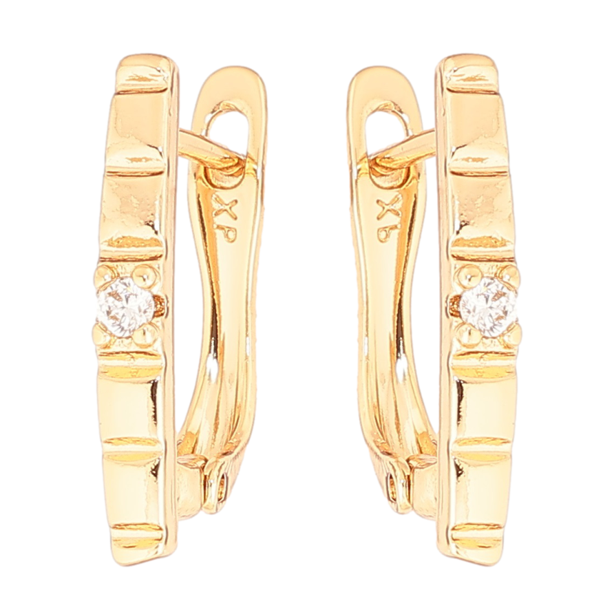 Сережки Xuping Позолота 18K англійський замок «Декоративний візерунок з кристалом» фото №1