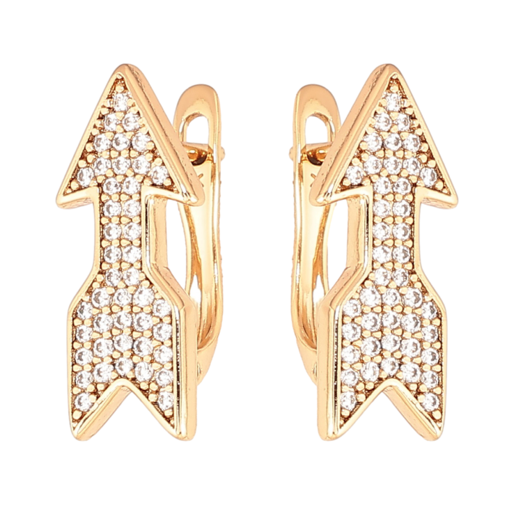 Сережки Xuping Позолота 18K англійський замок «Стрілки з інкрустацією кристалами» фото №4