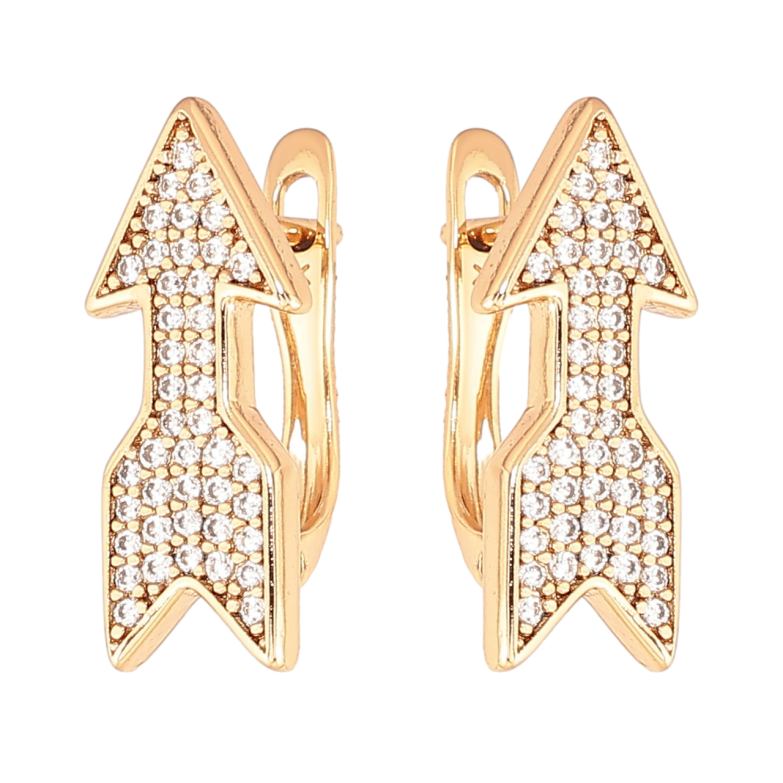 Серьги Xuping Позолота 18K английский замок Стрелки с инкрустацией кристаллами фото №1