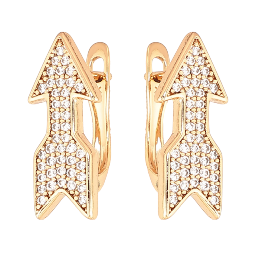 Сережки Xuping Позолота 18K англійський замок «Стрілки з інкрустацією кристалами» фото №1