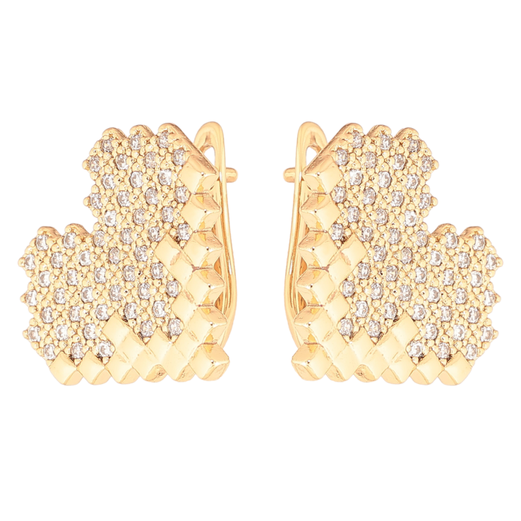 Сережки Xuping Позолота 18K англійський замок «Сердечка з інкрустацією кристалами» фото №5