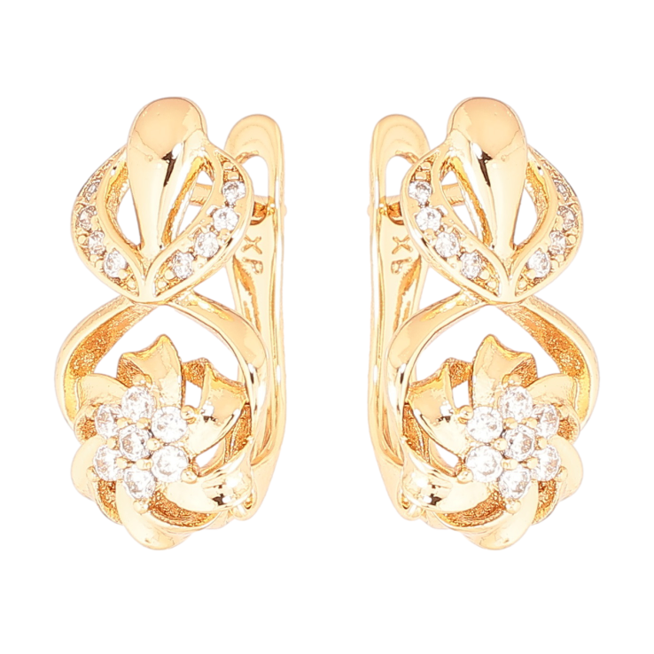 Серьги Xuping Позолота 18K английский замок Цветочный узор с кристаллами фото №11