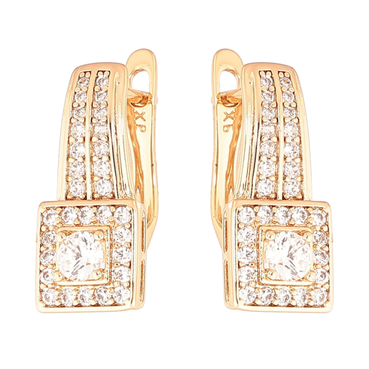 Серьги Xuping Позолота 18K английский замок Инкрустация кристаллами фото №5