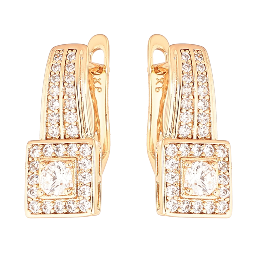 Серьги Xuping Позолота 18K английский замок Инкрустация кристаллами фото №1