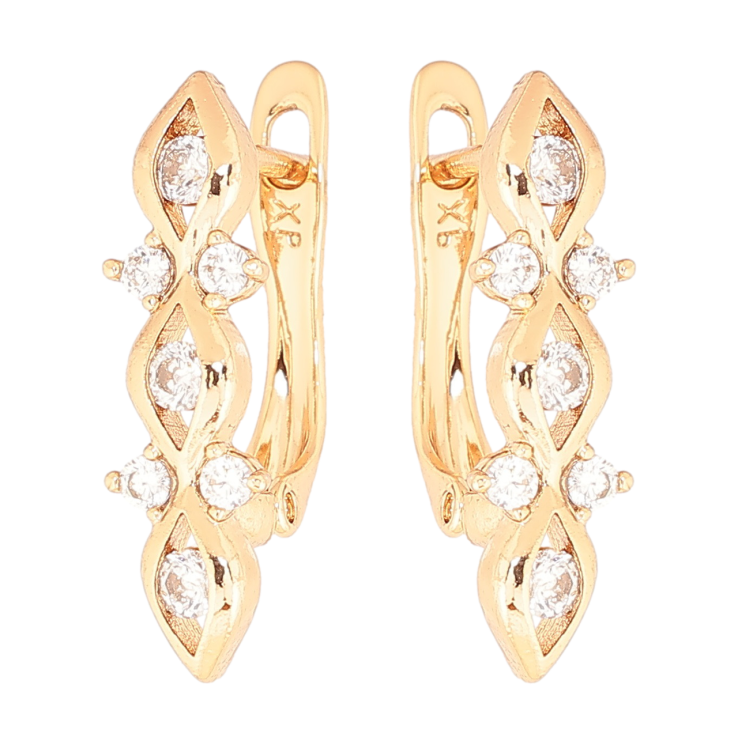 Сережки Xuping Позолота 18K англійський замок «Візерунок з кристалами» фото №5