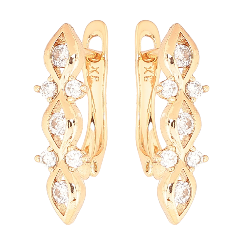 Серьги Xuping Позолота 18K английский замок Узор с кристаллами фото №1 Серьги Xuping Позолота 18K английский замок Узор с кристаллами фото №1