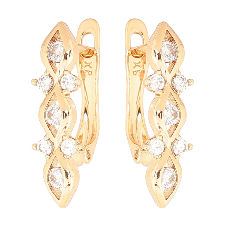 Сережки Xuping Позолота 18K англійський замок «Візерунок з кристалами» фото №1 Сережки Xuping Позолота 18K англійський замок «Візерунок з кристалами» фото №1