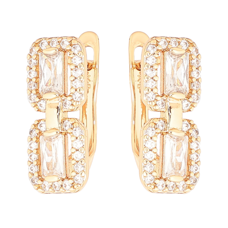 Серьги Xuping Позолота 18K английский замок Узор с инкрустацией кристаллами фото №1