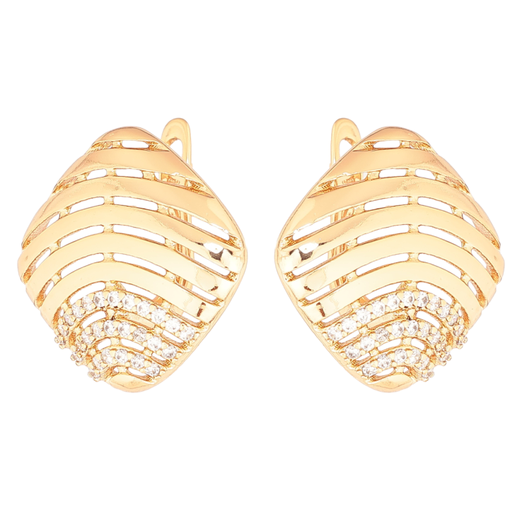 Серьги Xuping Позолота 18K английский замок Резные ромбы с кристаллами фото №13