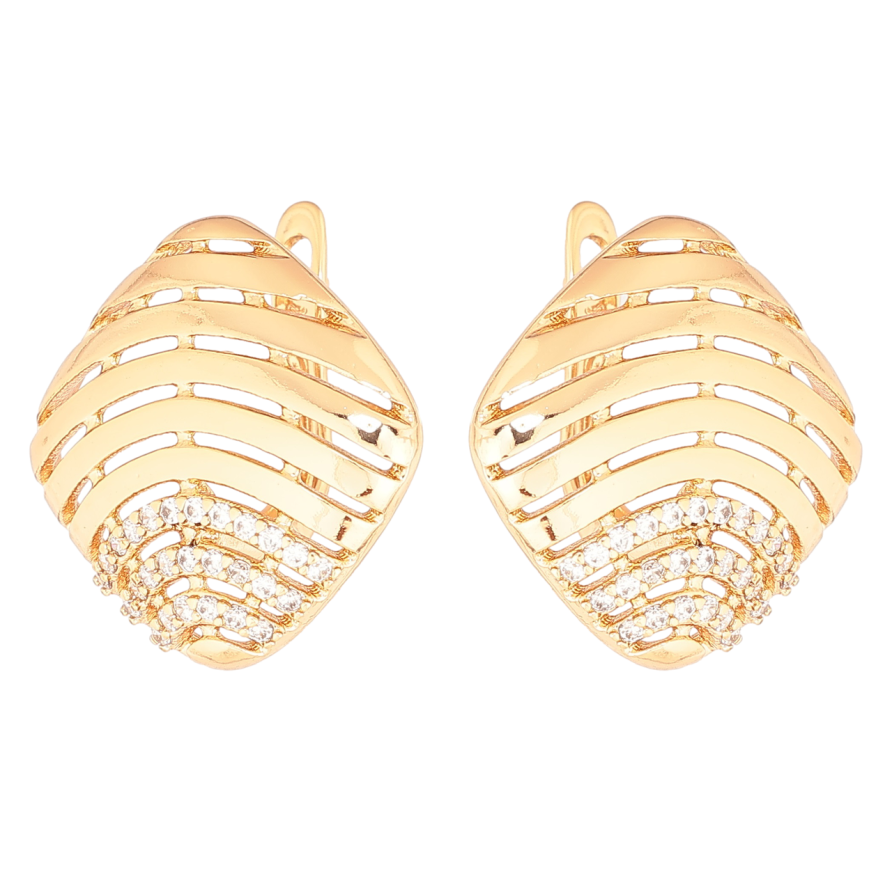 Серьги Xuping Позолота 18K английский замок Резные ромбы с кристаллами фото №1