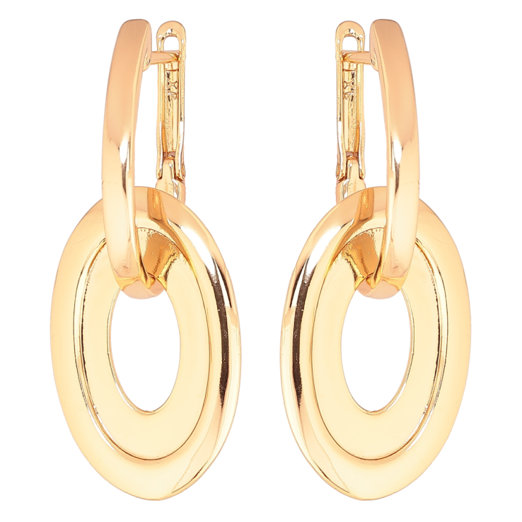 Серьги Xuping Позолота 18K английский замок Овальные подвески 2 в 1 фото №3