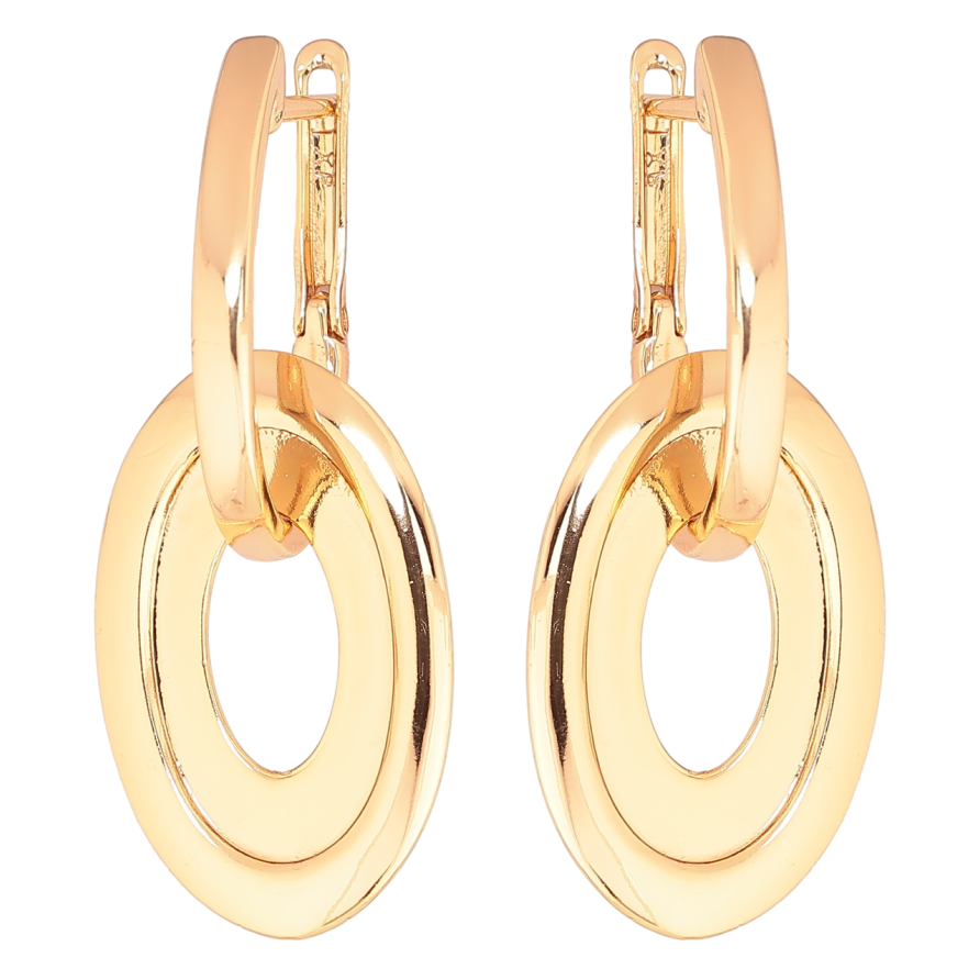 Сережки Xuping Позолота 18K англійський замок «Овальні підвіски» 2 в 1 фото №1