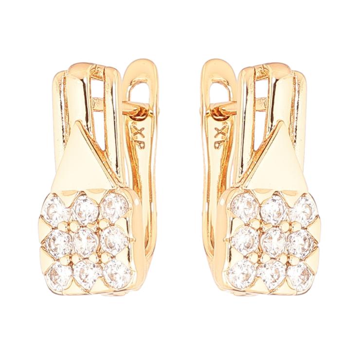 Сережки Xuping Позолота 18K англійський замок «Візерунок з кристалами» фото №4